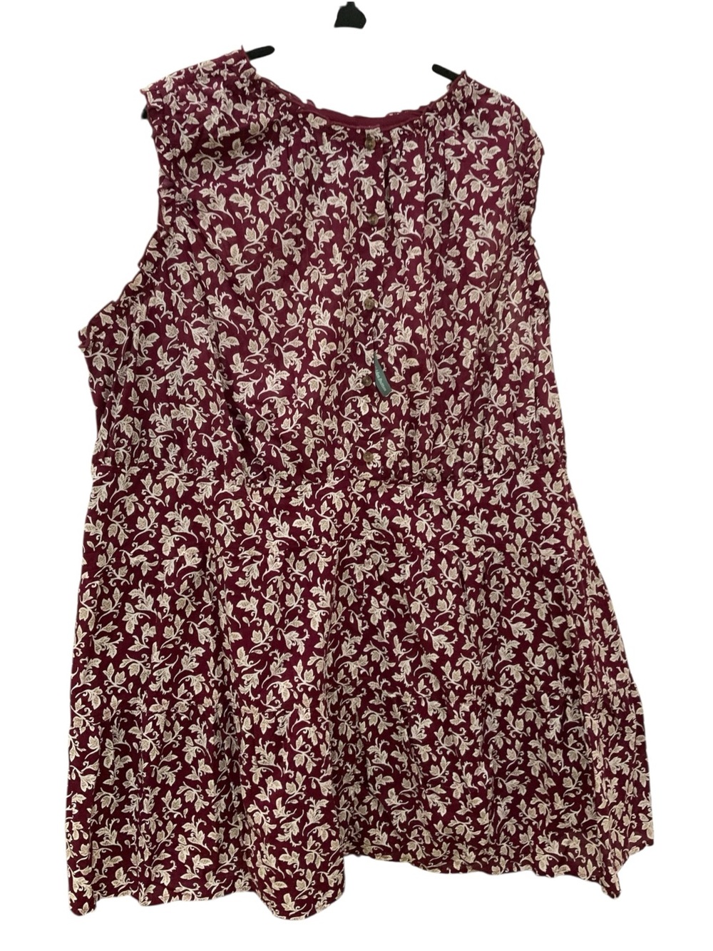 Terra & Sky Burgundy and Cream Floral Sleeveless Mini Dress SZ 2X
